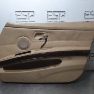 BMW 3 Series Door Trim RH Front, E90-E91, Sedan/Wagon, Leather, Tan, W/ Gloss Bl